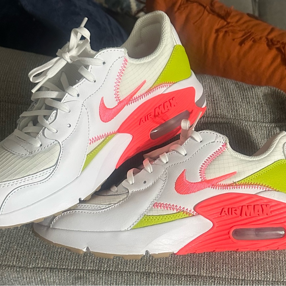 Nike Air Max White with Neon Pink and Green Accents